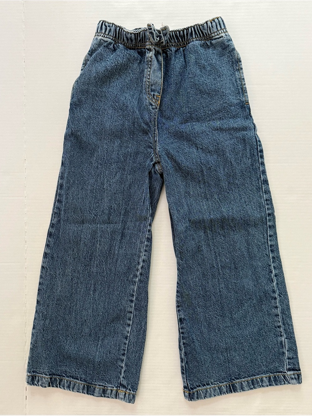 Lone Star Kids Girls Size 8 Wide Leg Denim Jeans Elastic Paperbag Waist